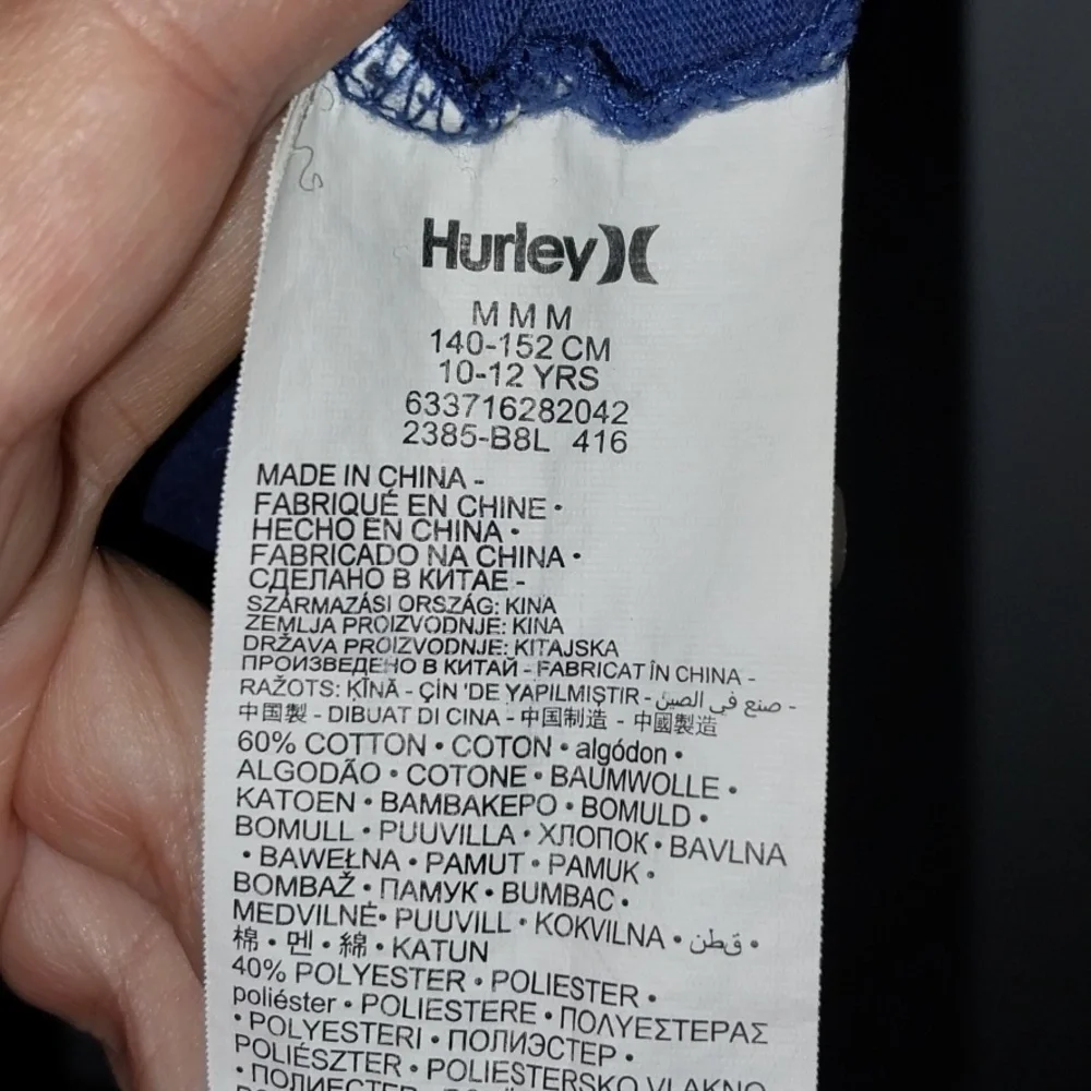 Hurley Kids Blue and Gray Long Sleeve Tee Medium
